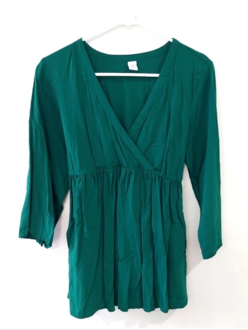 Old Navy Maternity Blouse Medium green faux wrap long sleeve v-neck empire waist